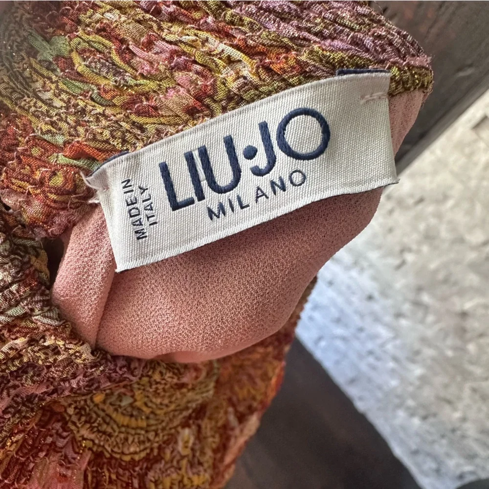Liu Jo Boho Paisley Halter Smocked Made in Italy Maxi Floor Length Dress Size 8